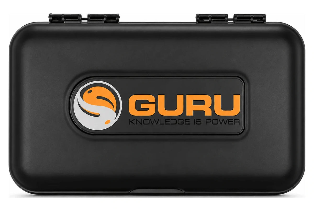 Gesloten zwarte Guru Adjustable Rig Case 8 inch met oranje logo