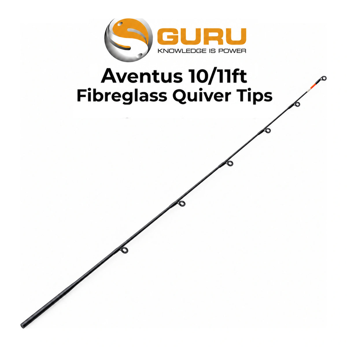 Guru Aventus 10/11ft Fibreglass Quiver Tips – glasvezel feedertop met rode en witte beetindicatie
