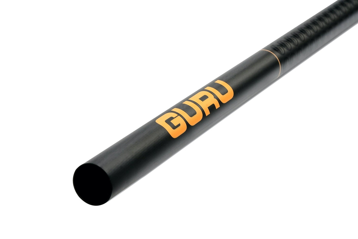 Guru Aventus 4m+1m schepnetsteel – detail van oranje Guru-opdruk en patroon