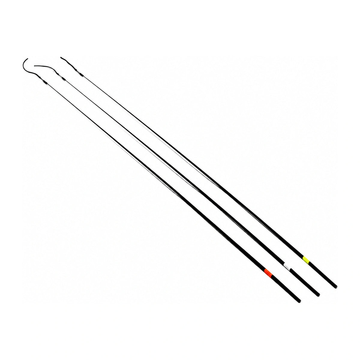 Guru Aventus Zero 600 System Whip Top 2 Hollow Kit met drie afgebeelde zwarte toppen en rood-oranje, witte en gele markeringen