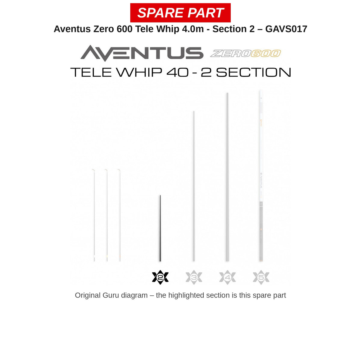 Guru Deel nr. 2 Aventus Zero 600 Tele Whip 4,0 m – GAVS017