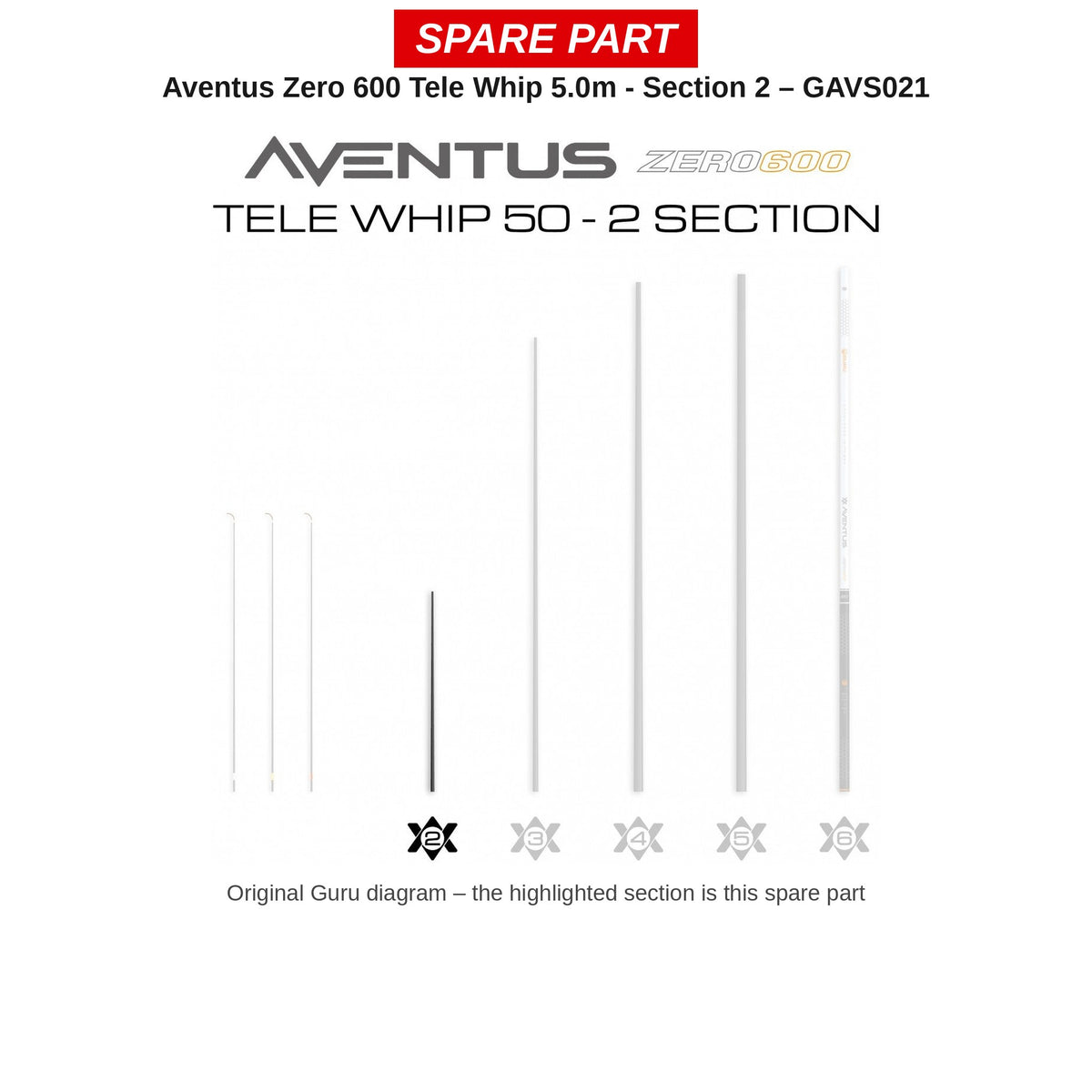 Guru Deel nr. 2 Aventus Zero 600 Tele Whip 5,0 m – GAVS021
