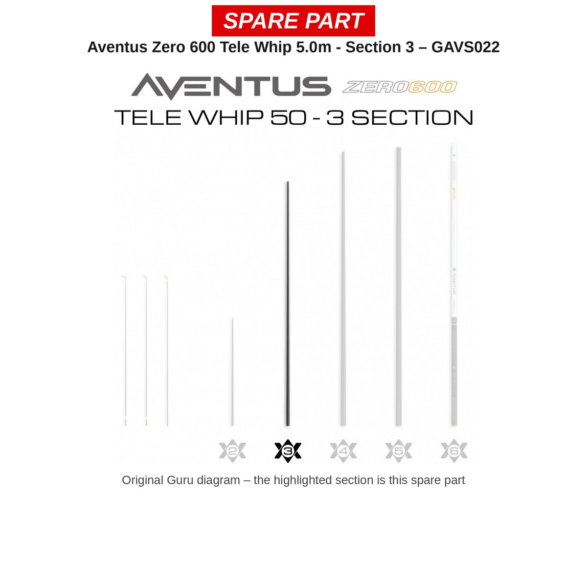 Guru Deel nr. 3 Aventus Zero 600 Tele Whip 5,0 m – GAVS022