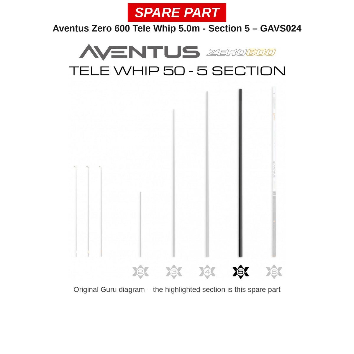 Guru Deel nr. 5 Aventus Zero 600 Tele Whip 5,0 m – GAVS024