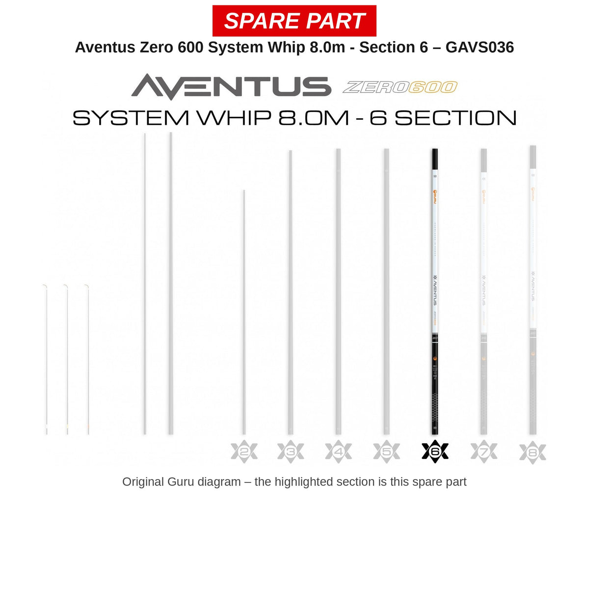Guru Deel nr. 6 Aventus Zero 600 System Whip 8,0 m – GAVS036
