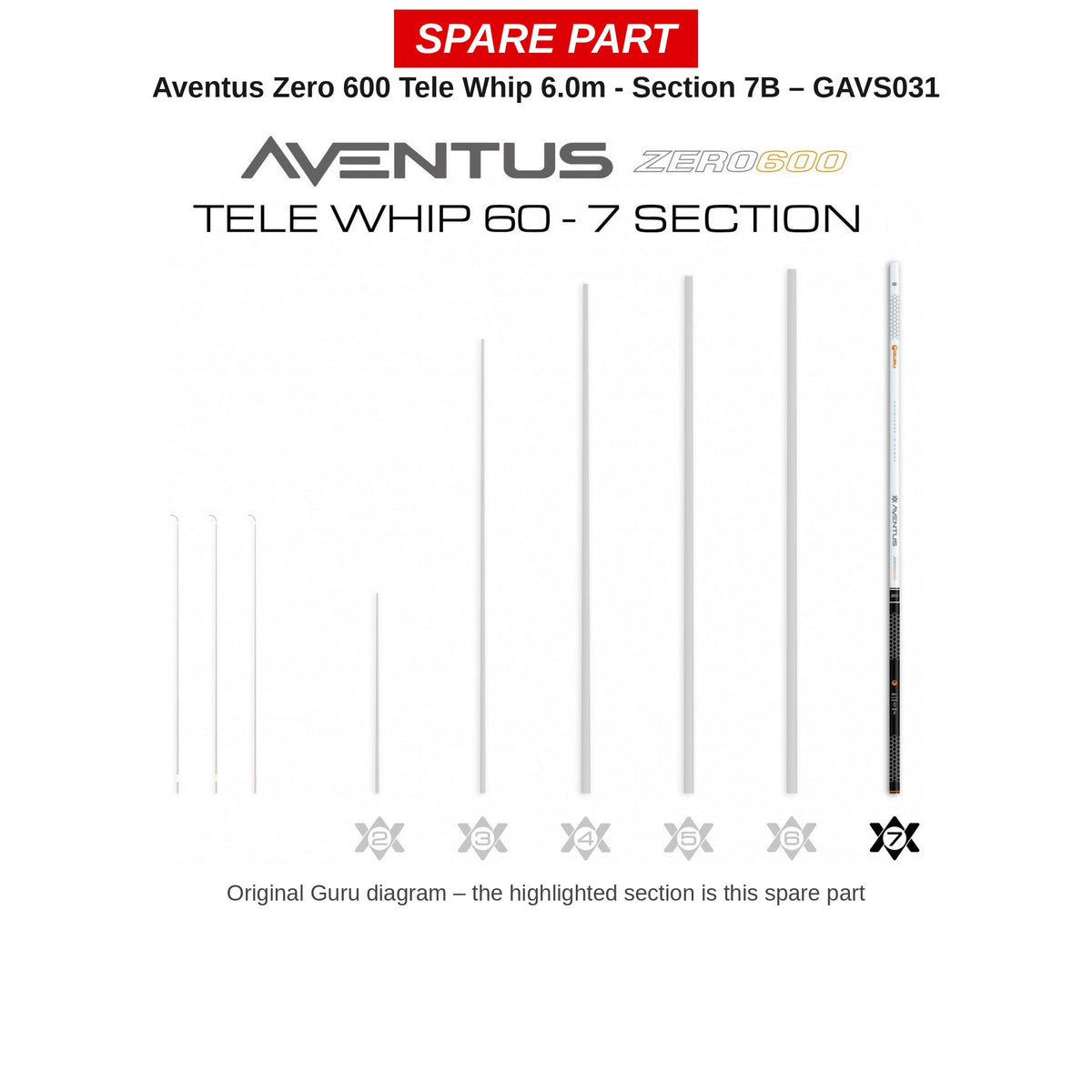 Guru Deel nr. 7B Aventus Zero 600 Tele Whip 6,0 m – GAVS031