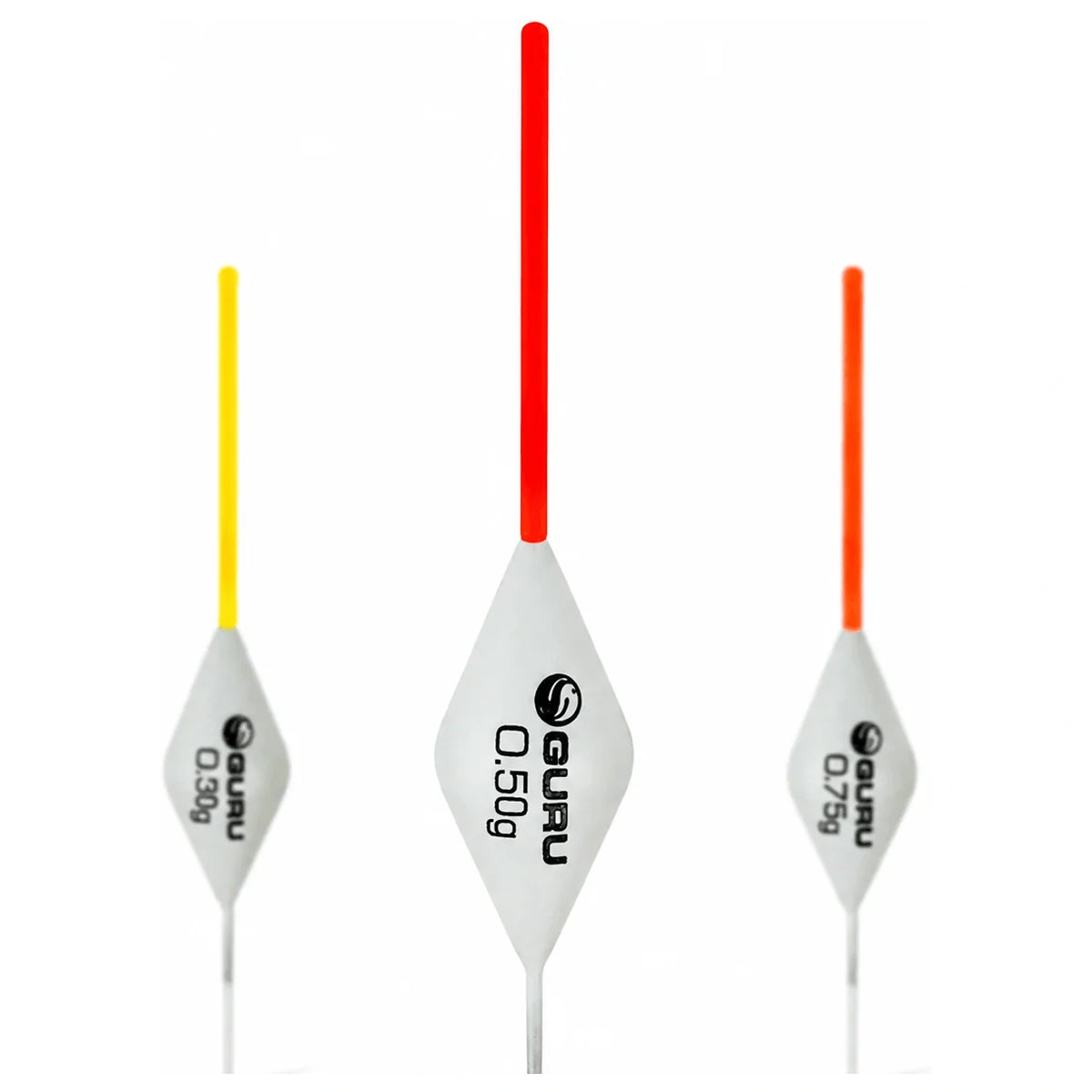 Guru Diamond dobbers met een grote rode antenne centraal en kleinere gele en oranje antennes ernaast