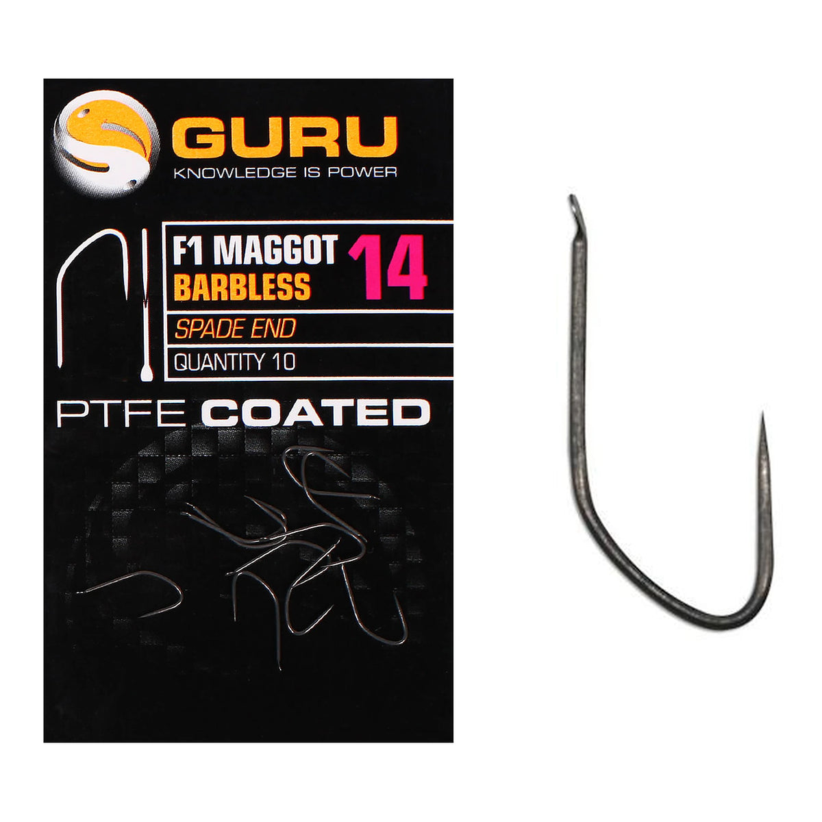 Guru F1 Maggot Barbless Spade End maat 14 – weerhaakloze bledhaak