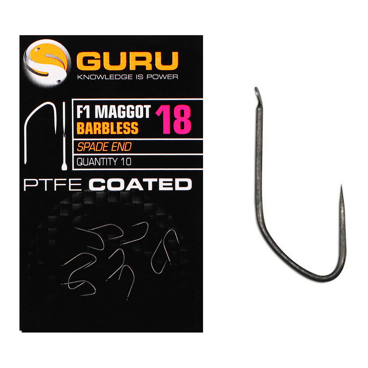 Guru F1 Maggot Barbless Spade End maat 18 – weerhaakloze bledhaak