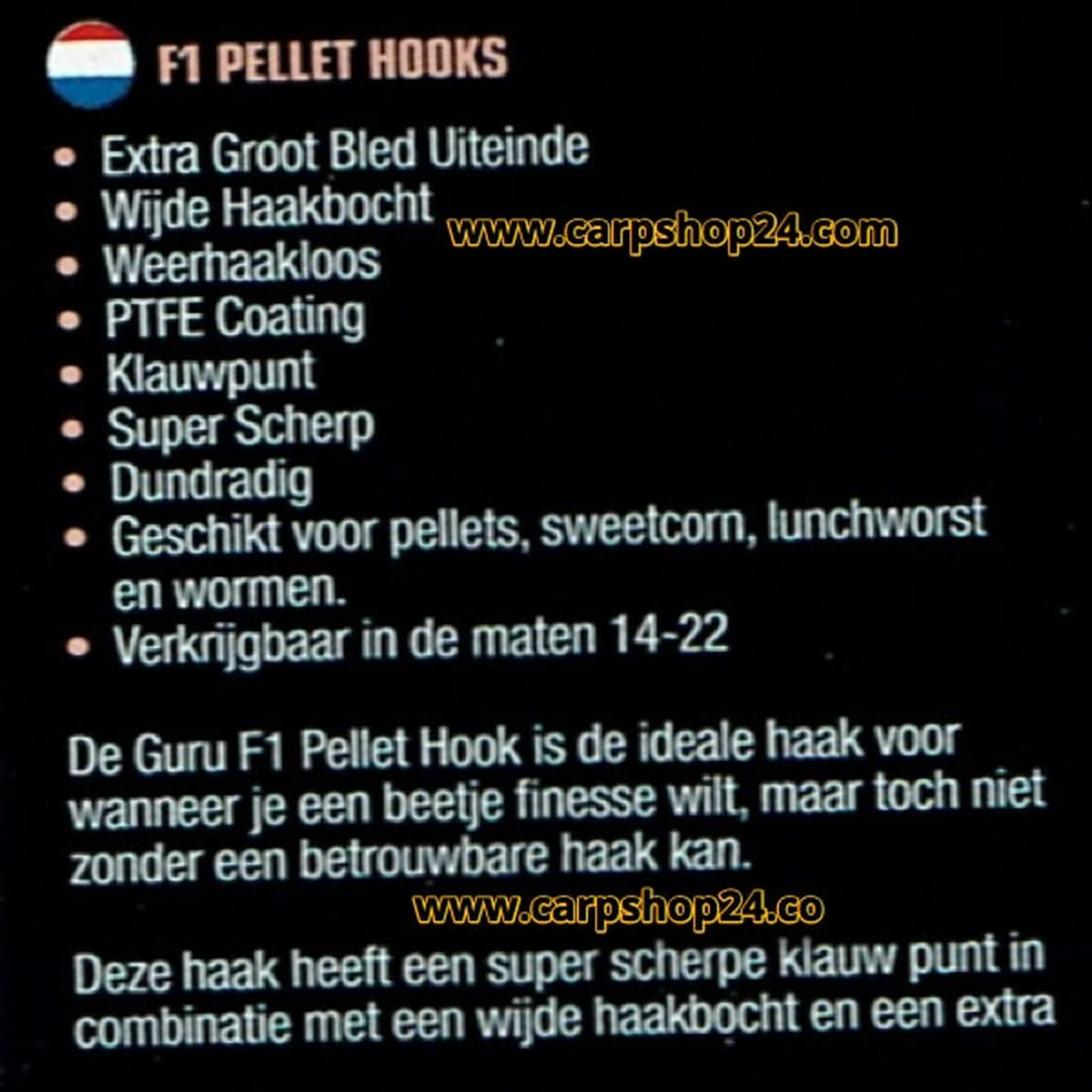 Guru F1 Pellet Barbless haak eigenschappen en toepassingen