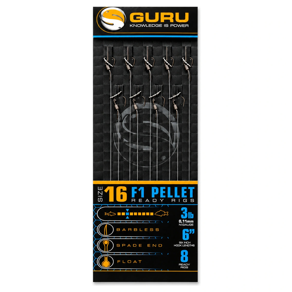 Guru F1 Pellet Ready Rigs maat 16 – weerhaakloze onderlijnen van zes inch