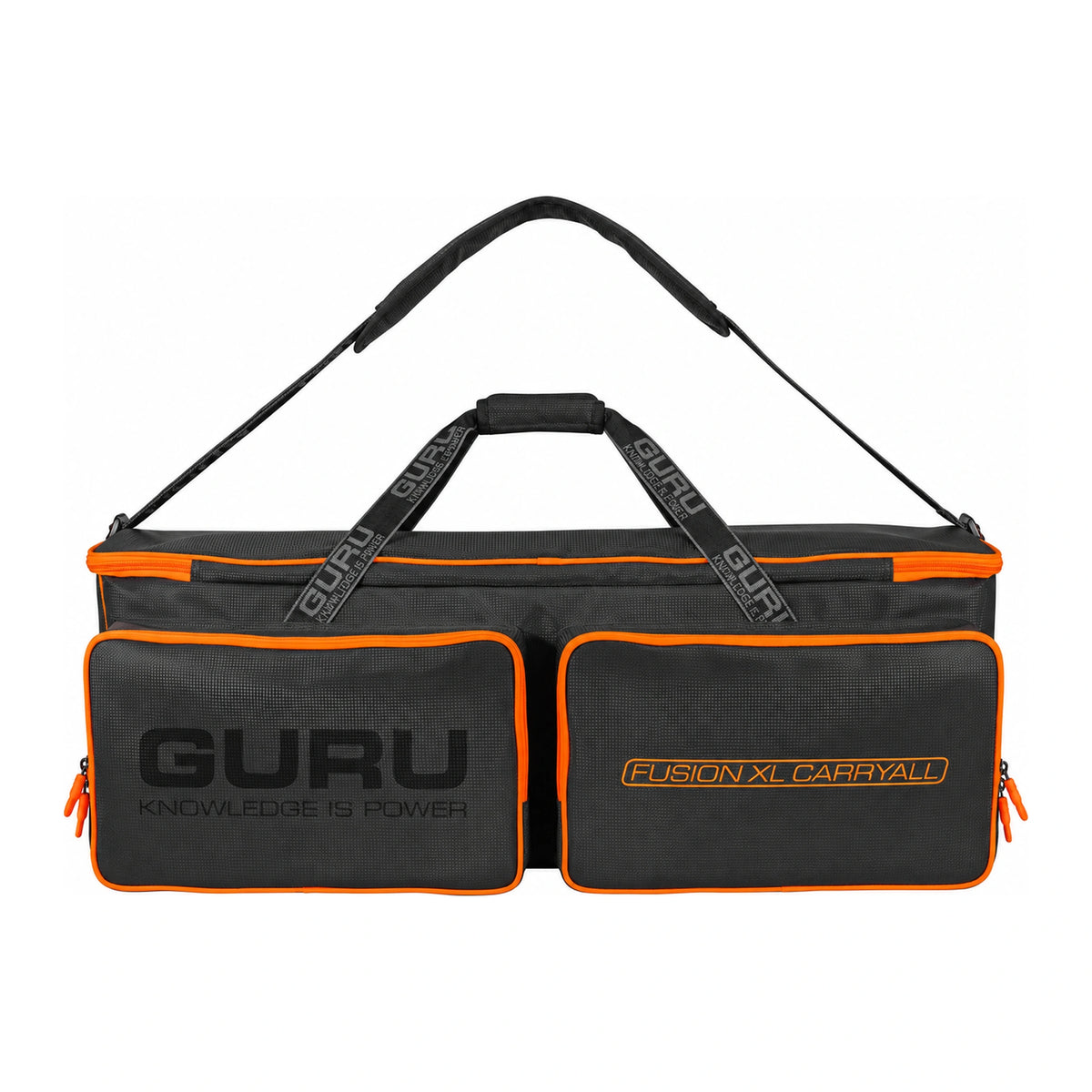 Guru Fusion XL Carryall (GLG028) – extra brede zwarte draagtas met oranje ritsen en twee voorvakken