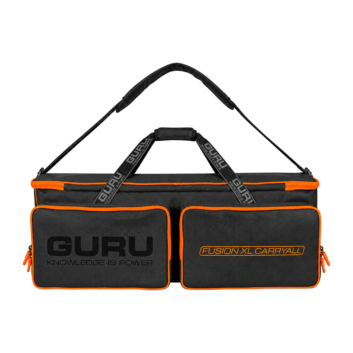 Guru Fusion XL Carryall GLG028 – extra brede zwarte draagtas met oranje ritsen, twee voorvakken en schouderriem