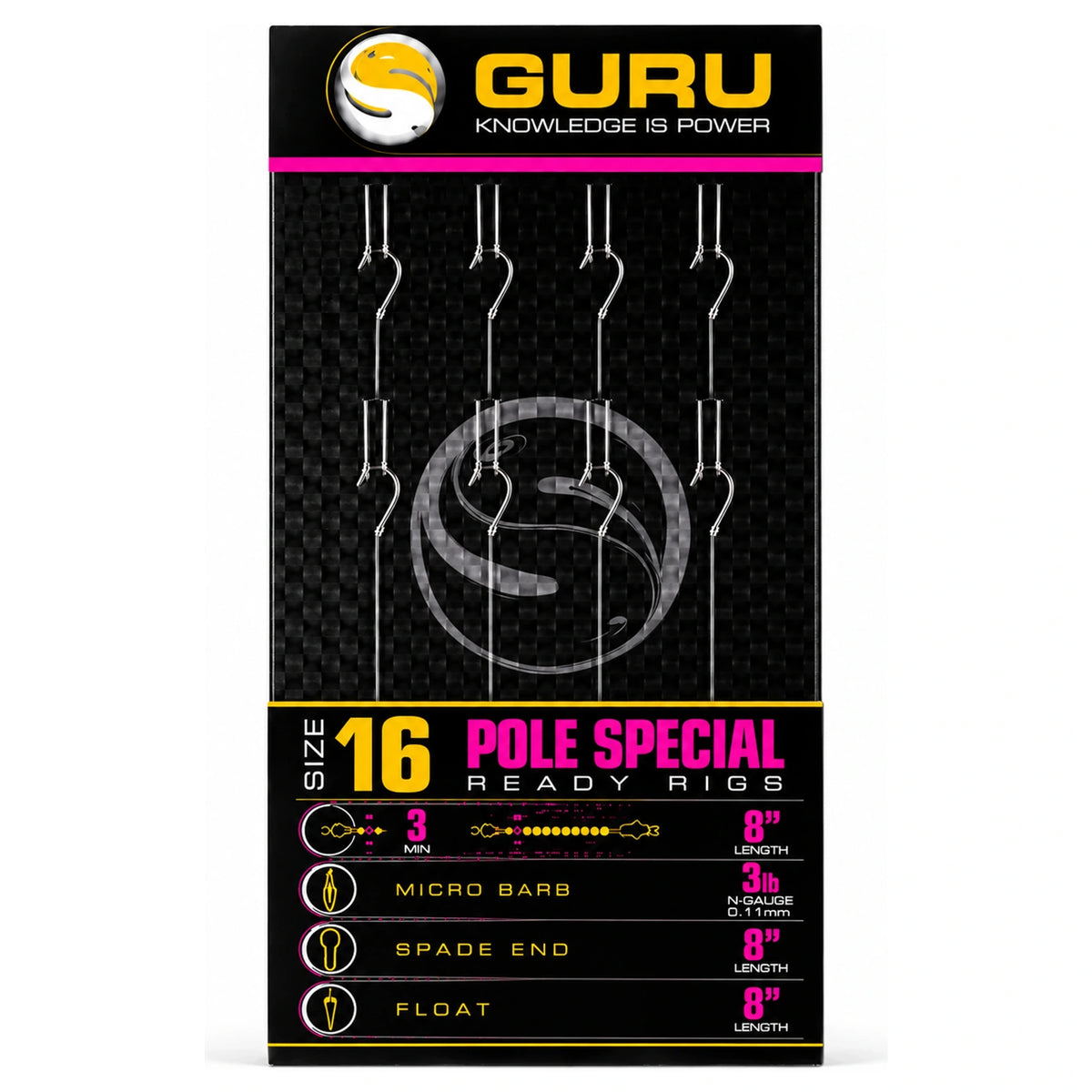 Guru GPS Pole Special Ready Rigs met weerhaak, maat 16, 3lb, 0.11mm, 8 inch