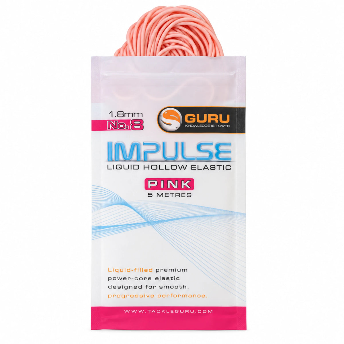 Guru Hollow Elastic 5m 1.8 mm roze – verpakking met zichtbaar elastiek