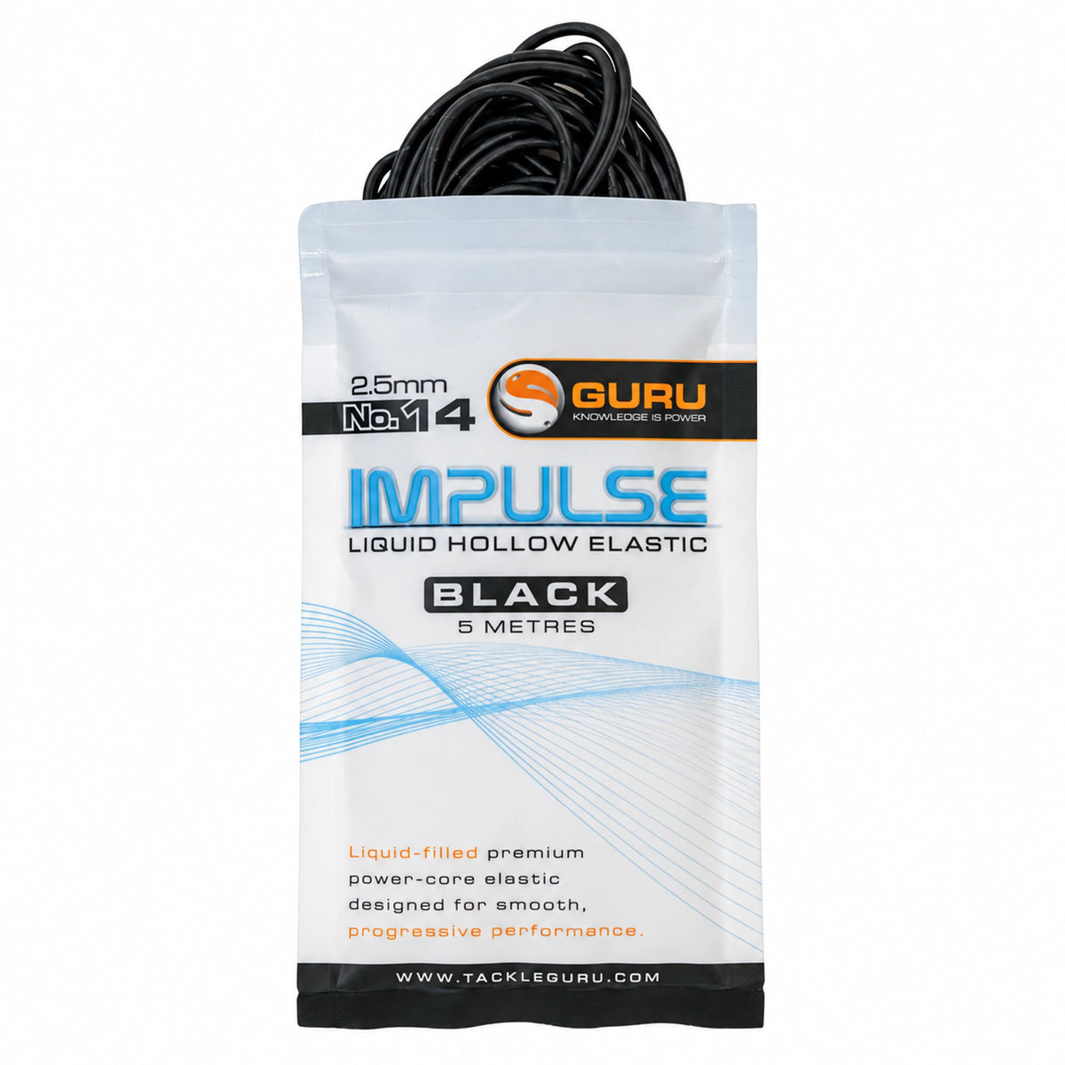 Guru Hollow Elastic 5m 2.5 mm zwart – verpakking met zichtbaar elastiek