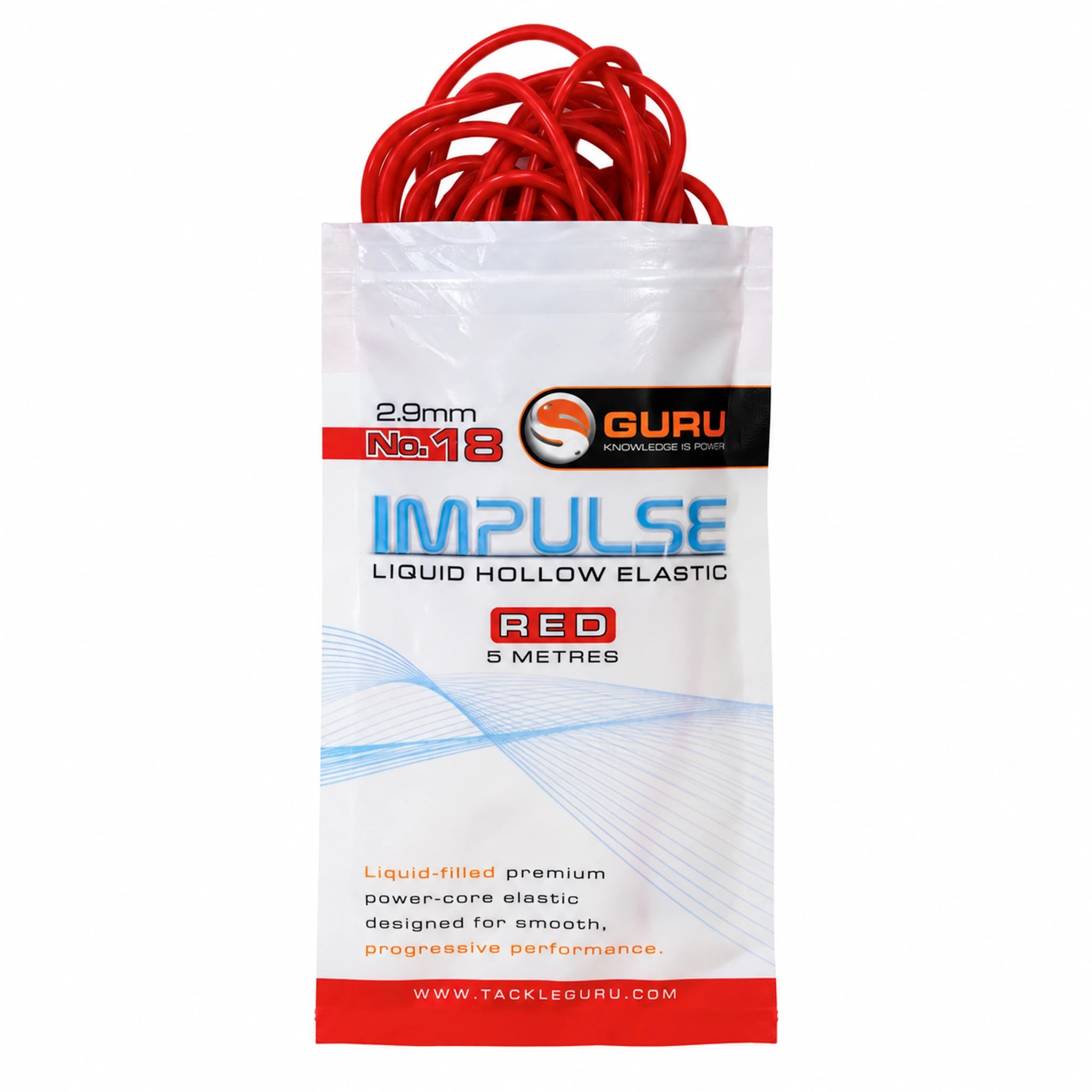Guru Hollow Elastic 5m 2.9 mm rood – verpakking met zichtbaar elastiek