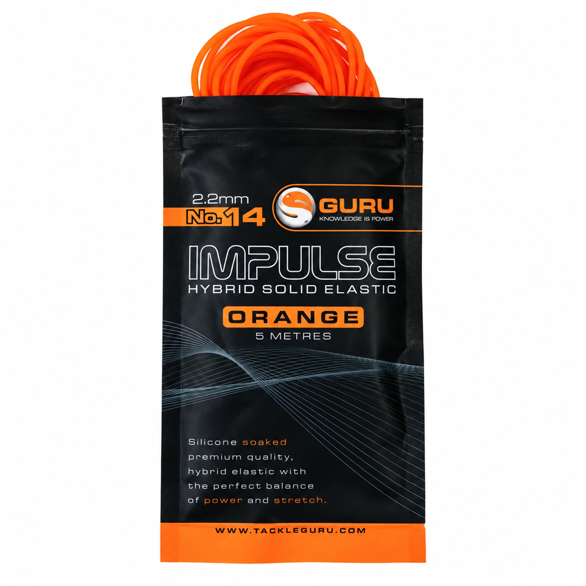 Guru Hybrid Elastic 5m 2.2 mm oranje – verpakking met zichtbaar elastiek