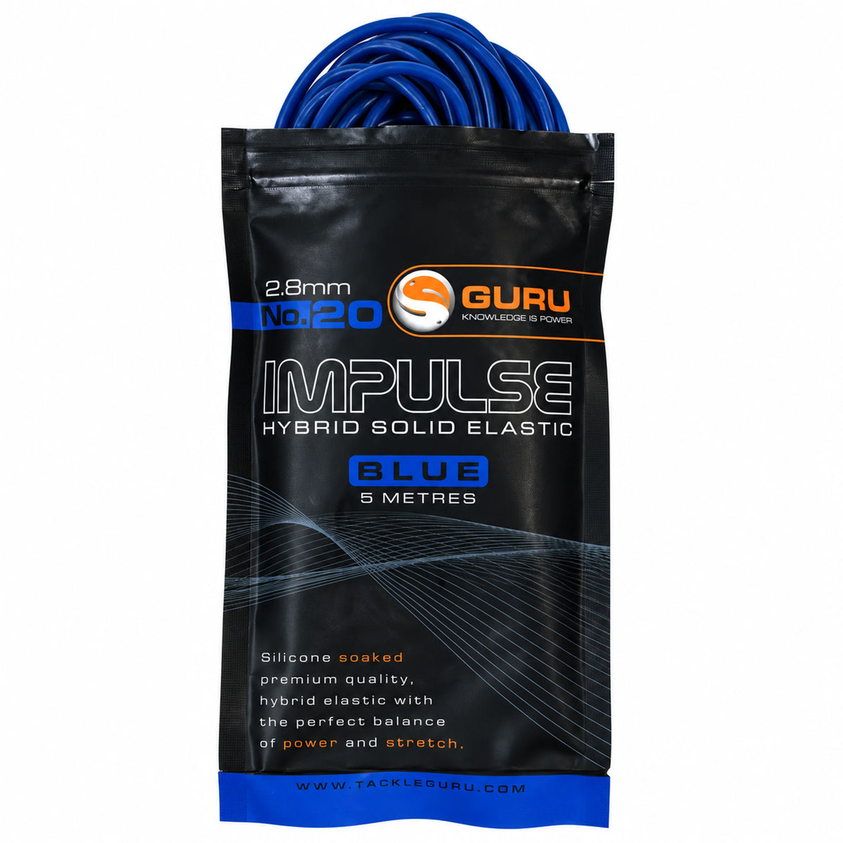 Guru Hybrid Elastic 5m 2.8 mm blauw – verpakking met zichtbaar elastiek