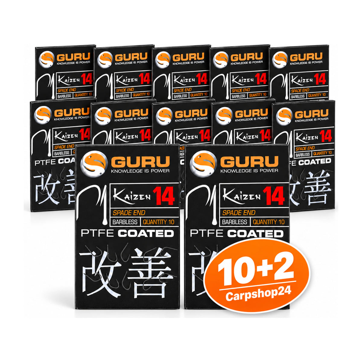 Guru Kaizen Spade End Barbless maat 14 10+2-pakketdeal met twaalf verpakkingen