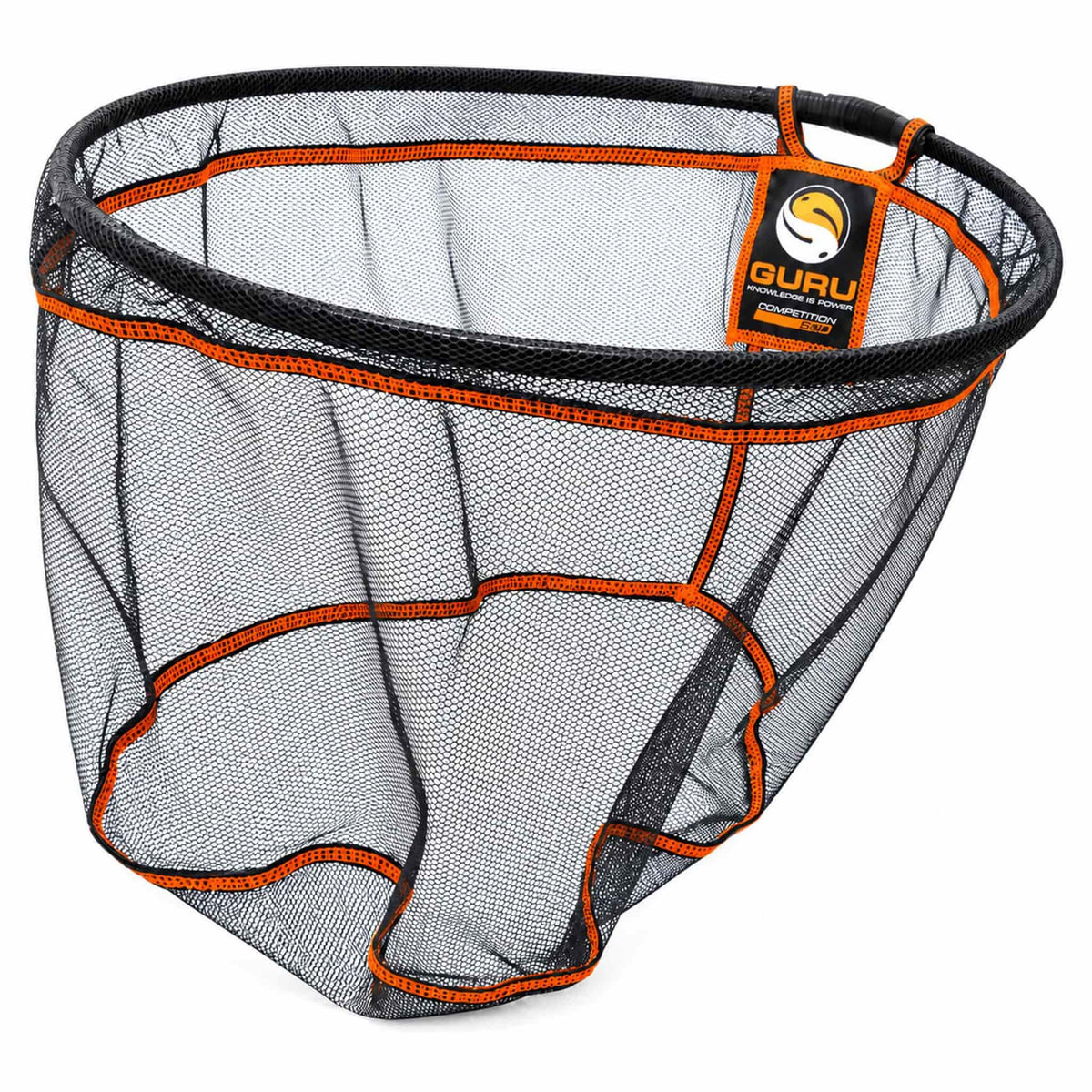 Guru Landing Net Competition 500 schepnet met zwarte mazen en oranje naden op wit