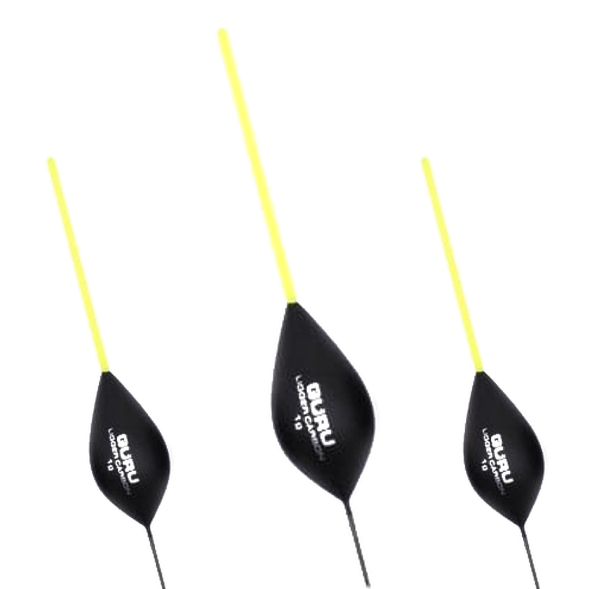 Guru Ligger Carbon 1g – drie dobbers op wit met gele antenne en originele 1g-opdruk