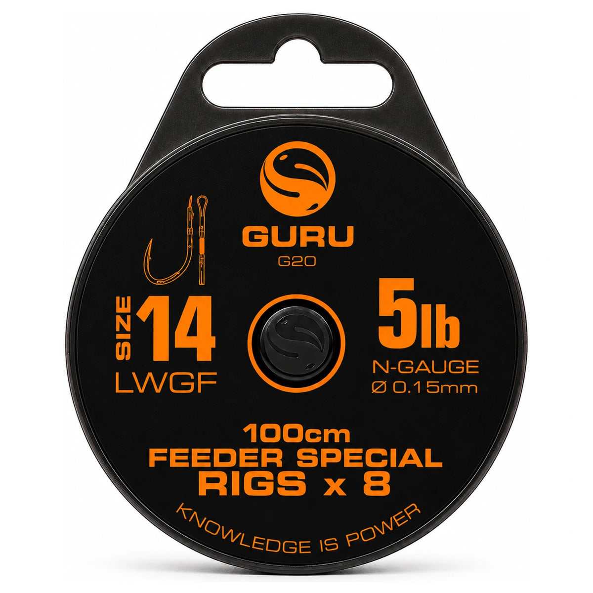 Guru LWGF 100cm Feeder Special Rigs met weerhaak, maat 14, 5lb, 0.15mm