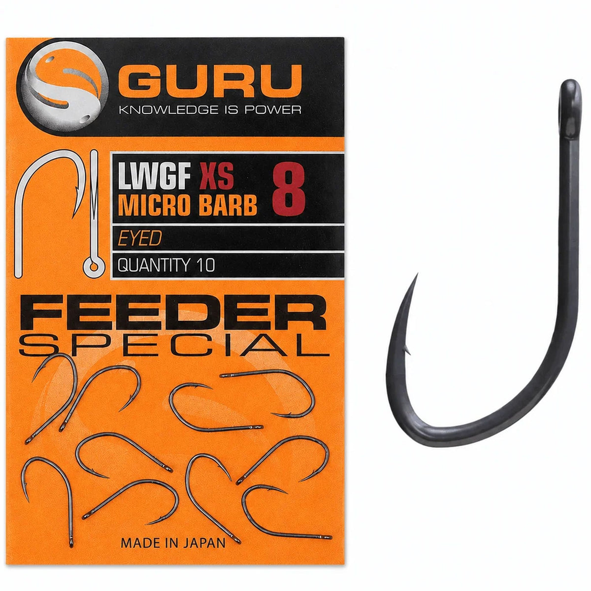 Guru LWGF XS Micro Barb Eyed – haak met oog en weerhaak, maat 8