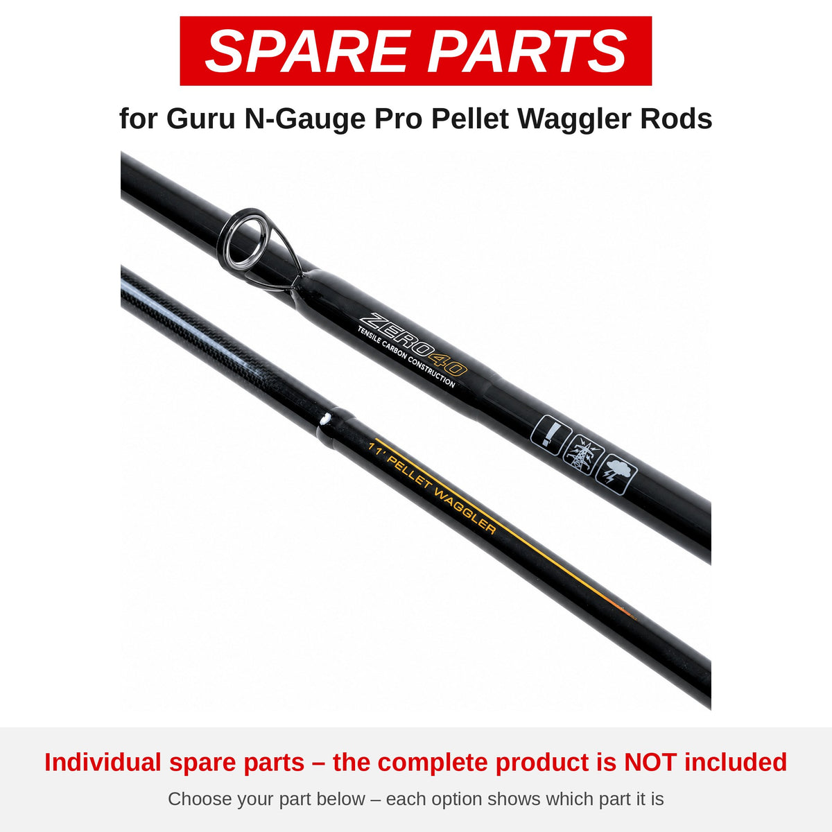 Guru N-Gauge Pro Pellet Waggler Rods – onderdelen (GRD246-G)