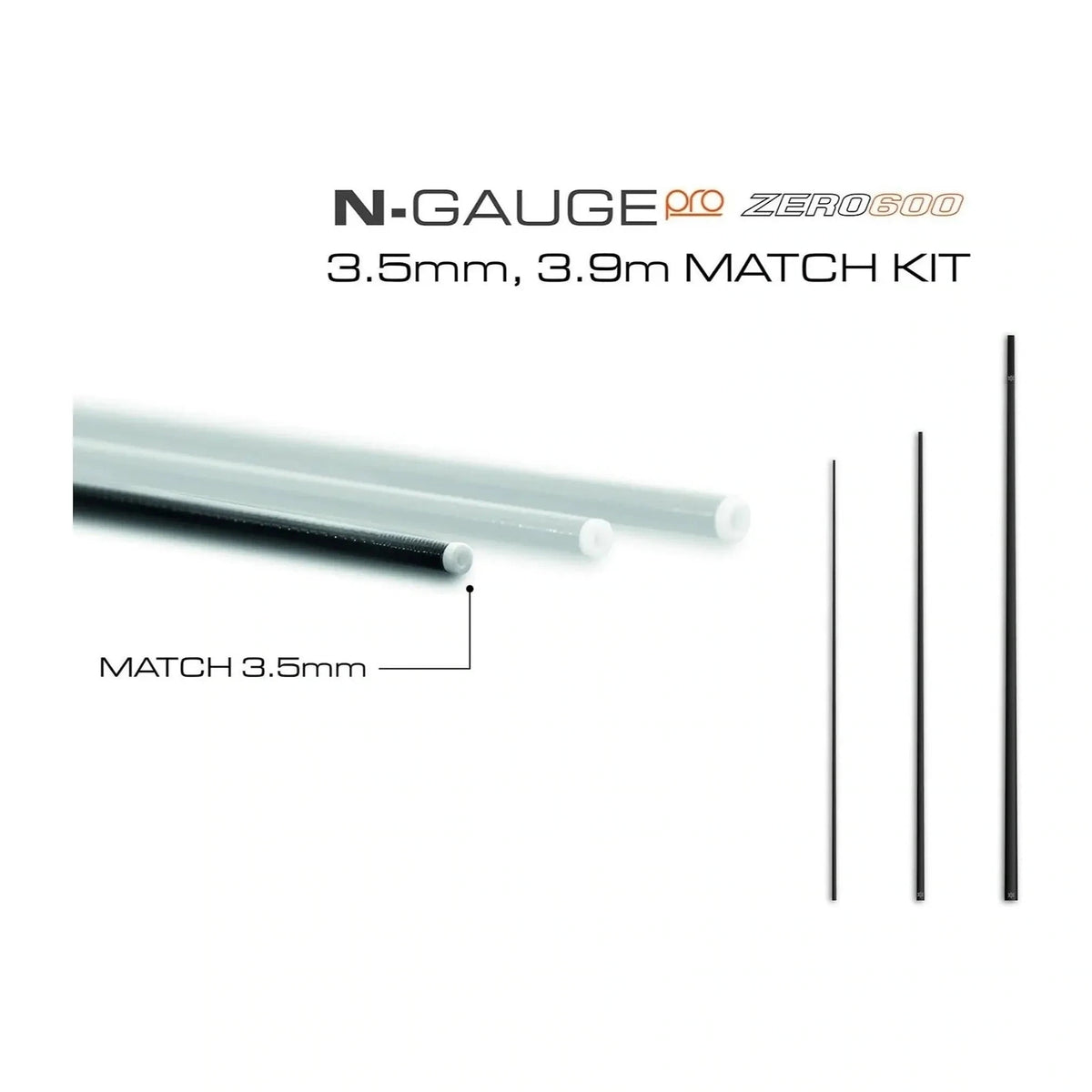 Guru N-Gauge Pro ZERO600 Match Top 3 Kit 3.5mm 3.9m, drie delen en detail van de PTFE-bus