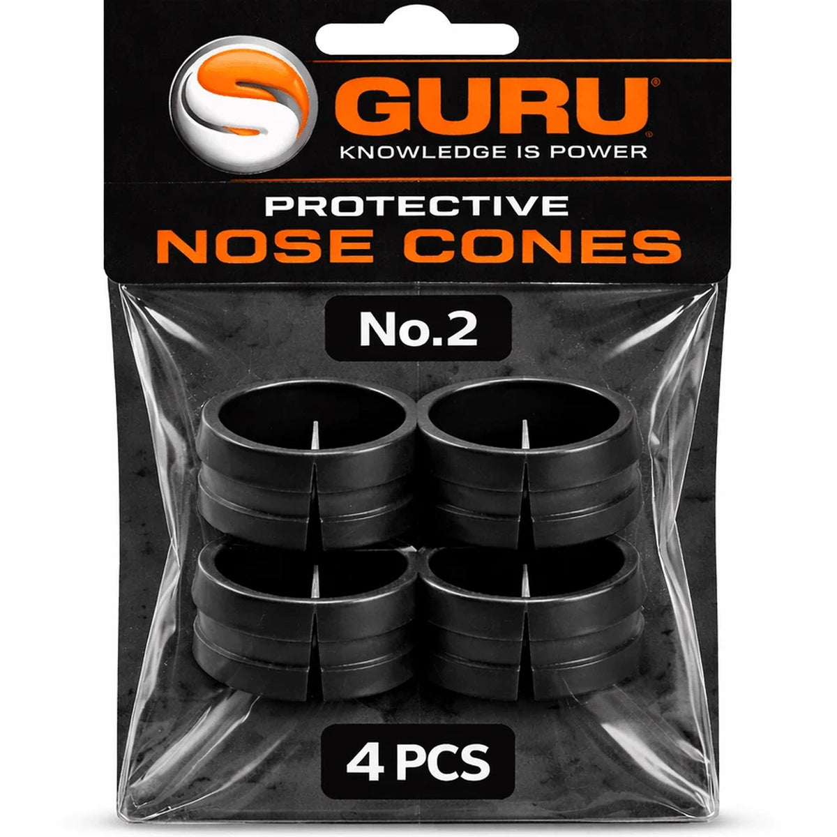 Guru Protective Nose Cones – zwarte beschermdop voor sectie nr. 2, set van 4