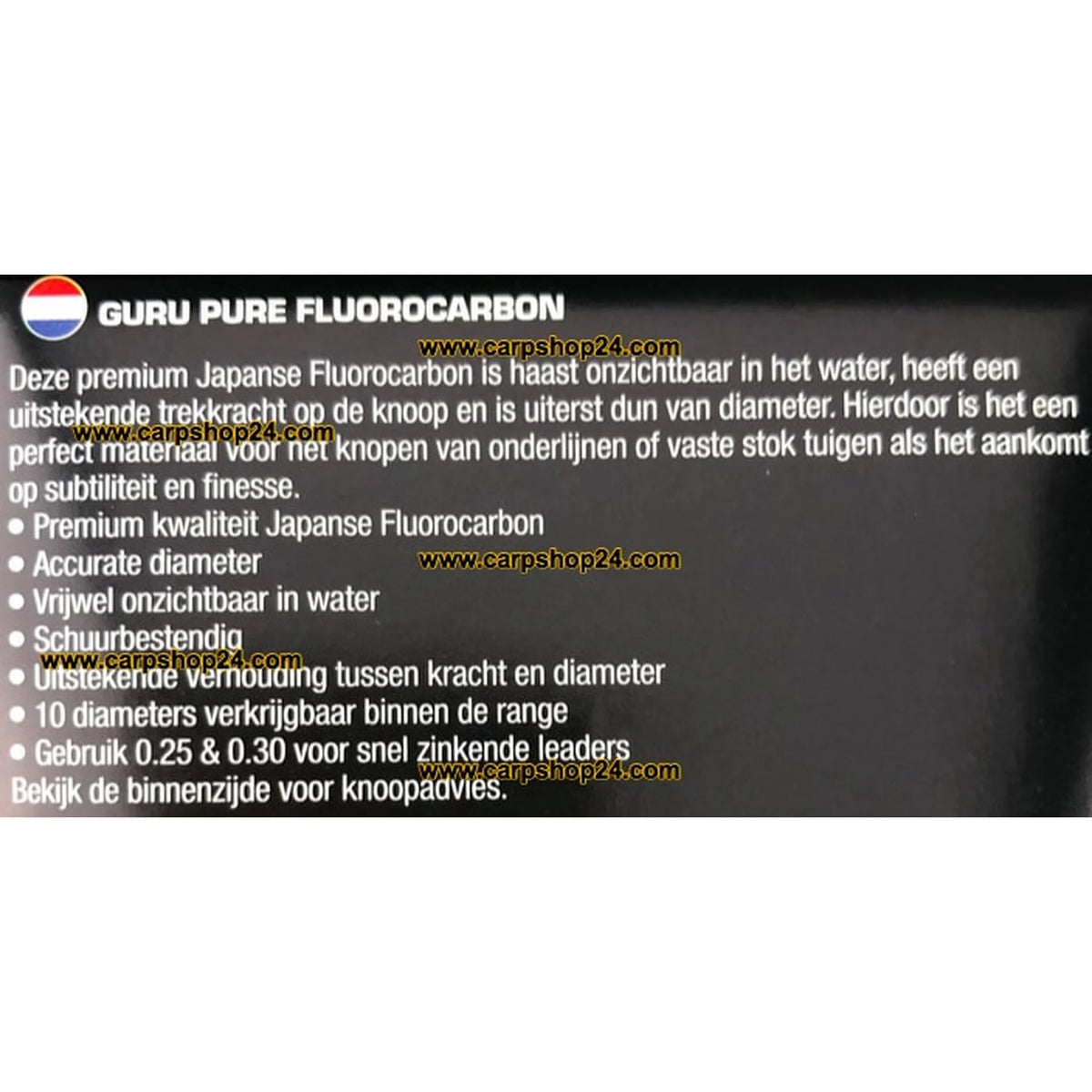 Guru Pure Fluorocarbon 50 m – Nederlandstalige productinformatie