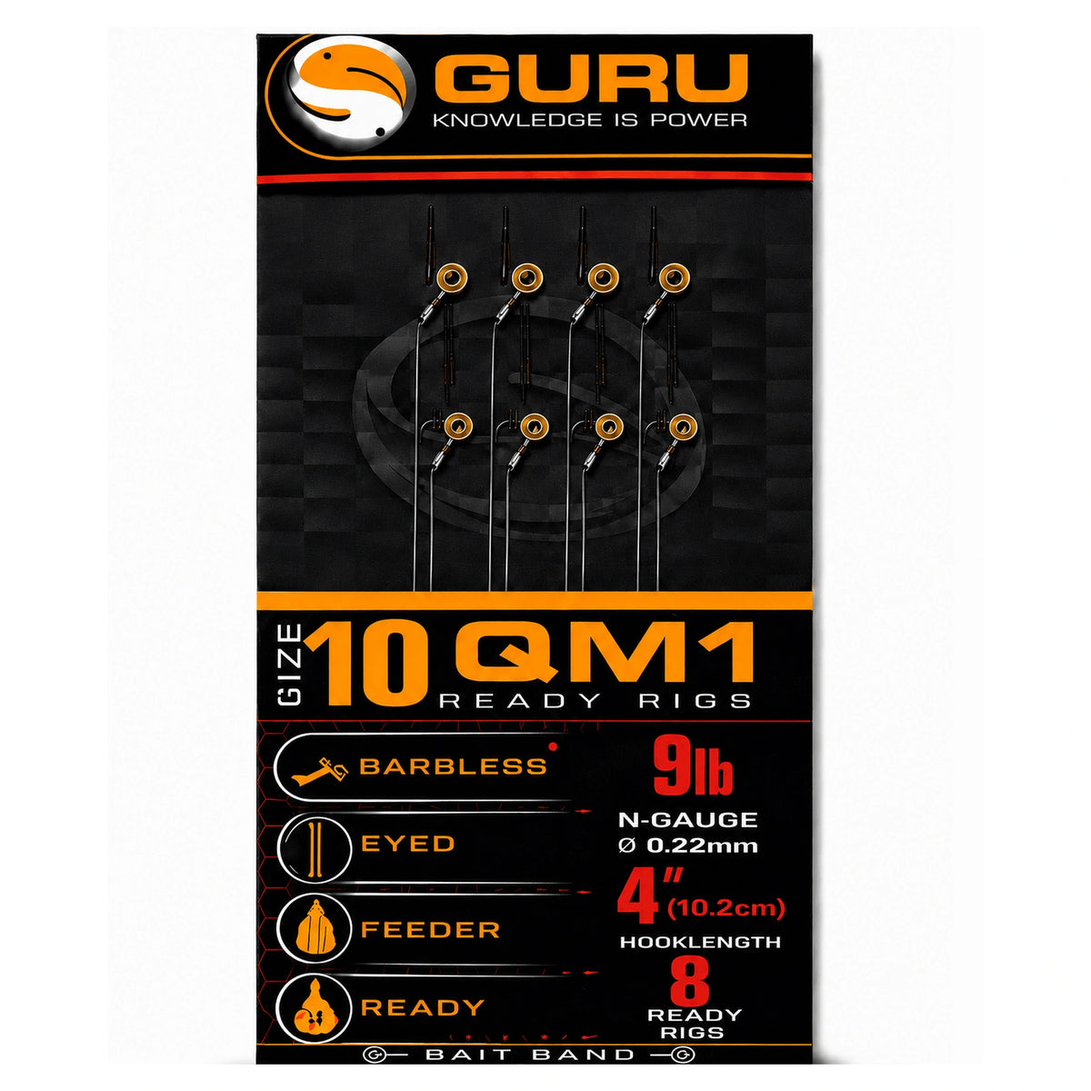 Guru QM1 Bait Band Rigs 4 inch – haak 10, 0.22mm