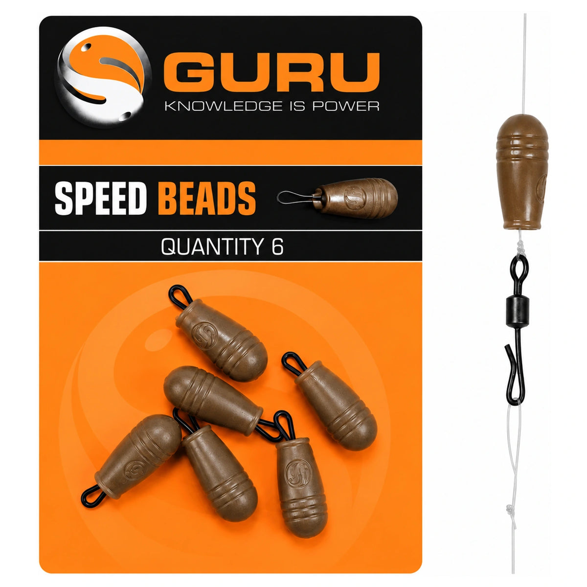Guru Speed Beads – zes snelwisselconnectoren met montagevoorbeeld