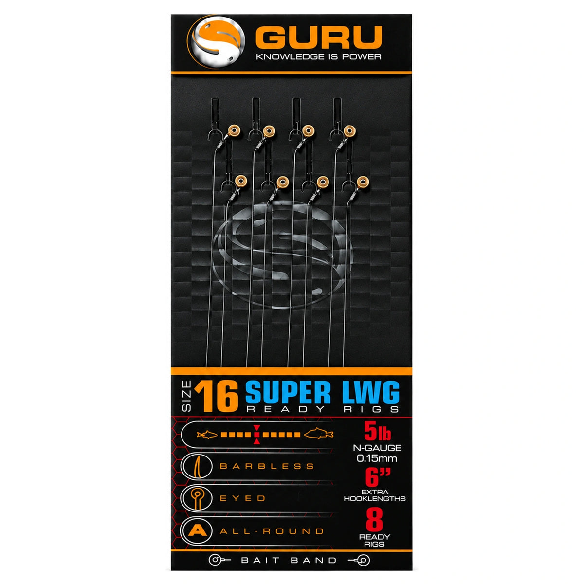 Guru Super LWG Bait Band Ready Rigs, maat 16, 5lb, 0.15mm, 6 inch