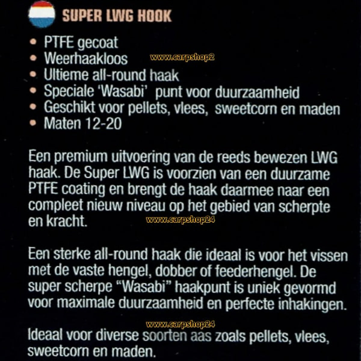 Kenmerken van de Guru Super LWG Eyed Barbless haak
