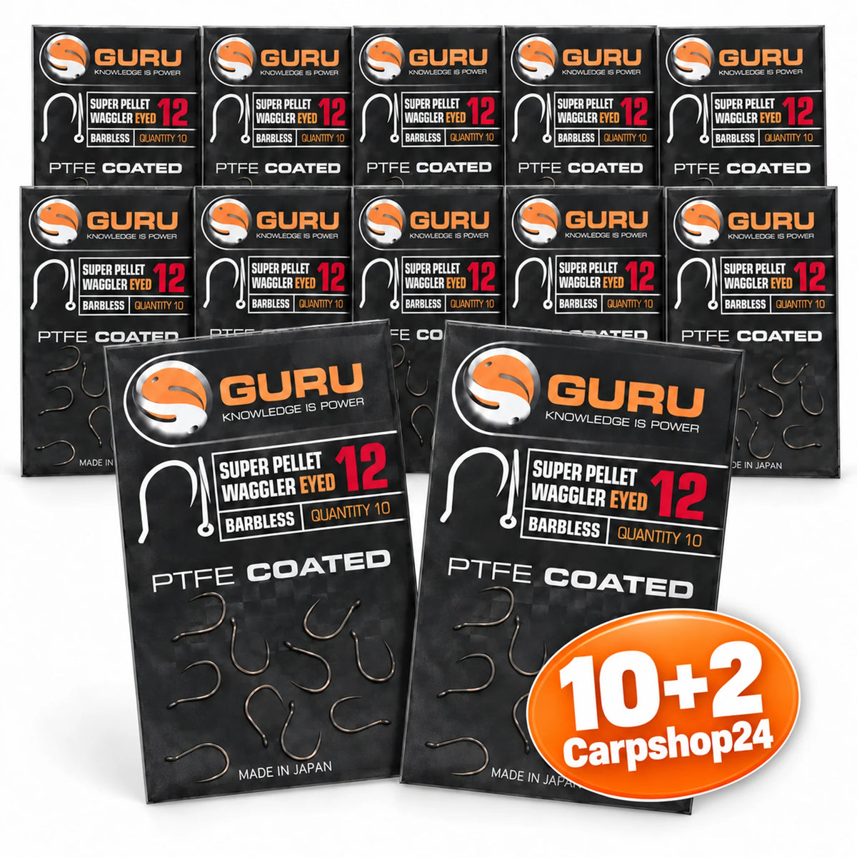 Guru Super Pellet Waggler Eyed Barbless 10+2 pakketdeal – twaalf verpakkingen