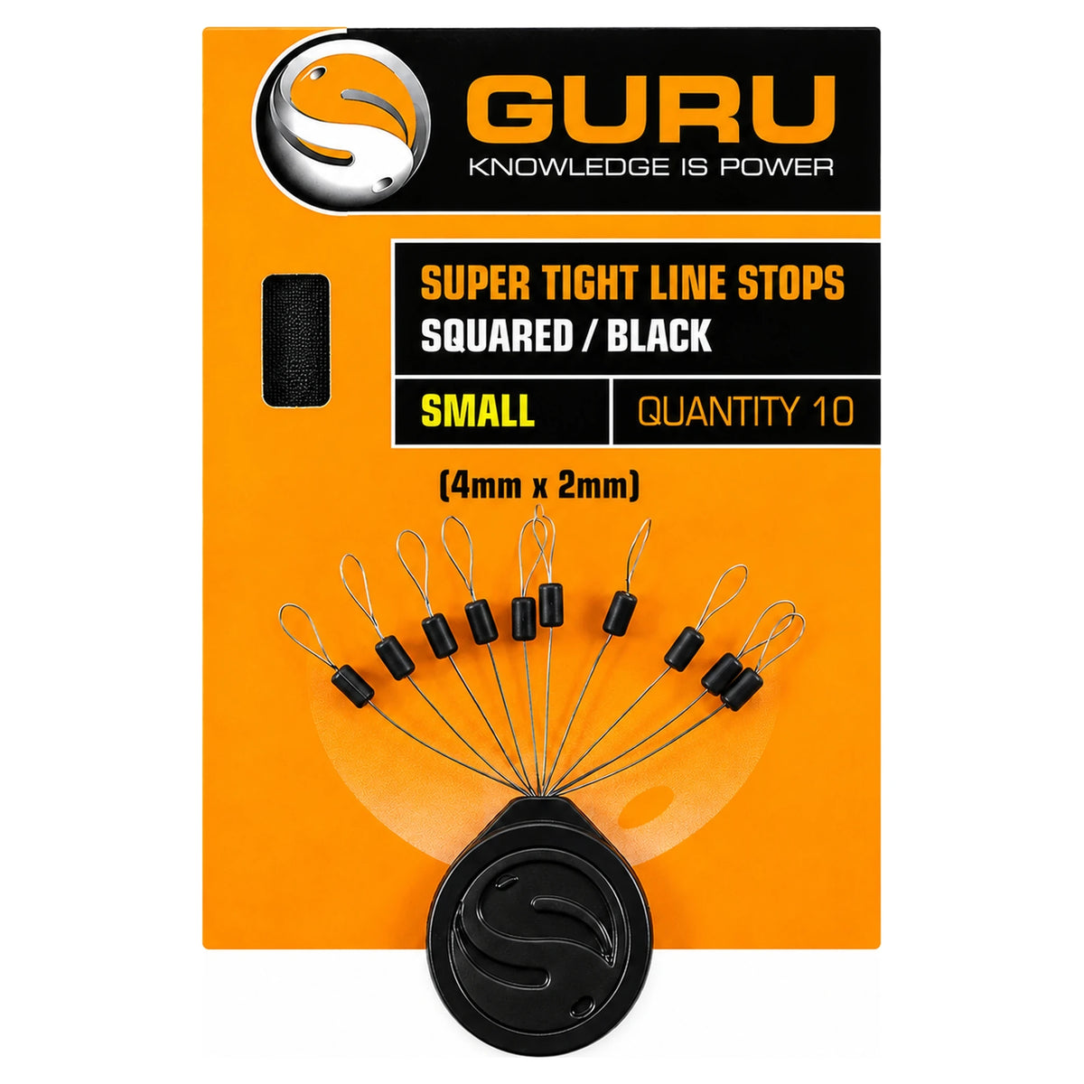 Guru Super Tight Squared Black lijnstoppers Small 4 x 2 mm, verpakking van 10