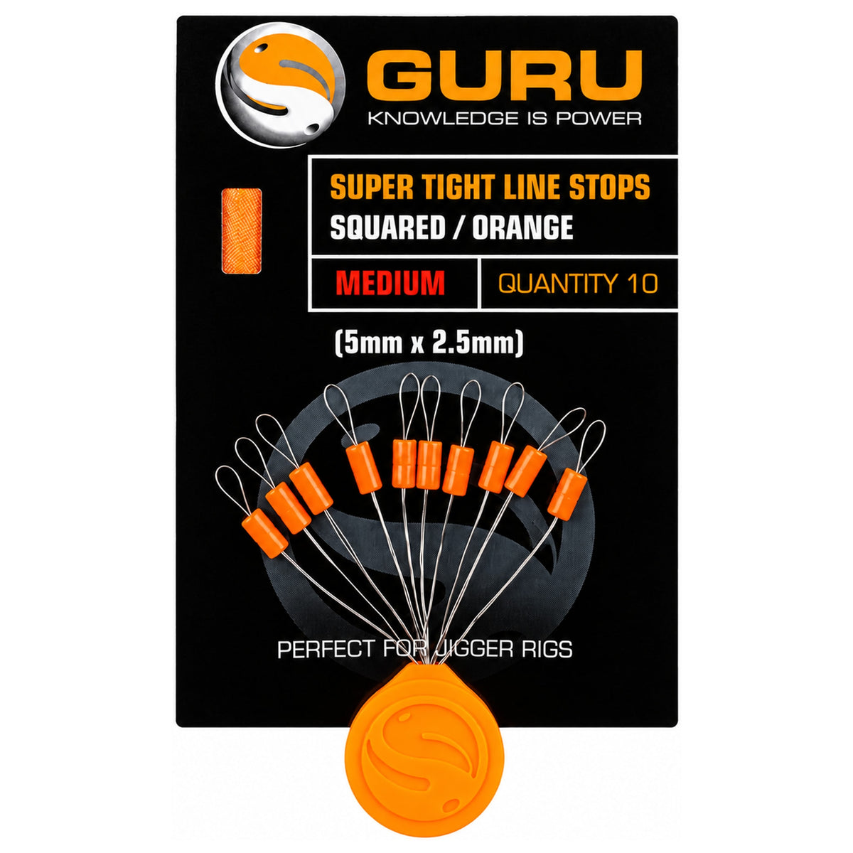 Guru Super Tight Squared Orange lijnstoppers Medium 5 x 2,5 mm, verpakking van 10