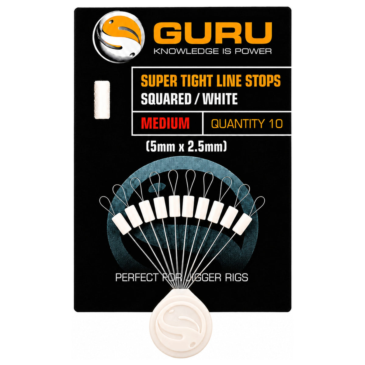 Guru Super Tight Squared White lijnstoppers Medium 5 x 2,5 mm, verpakking van 10