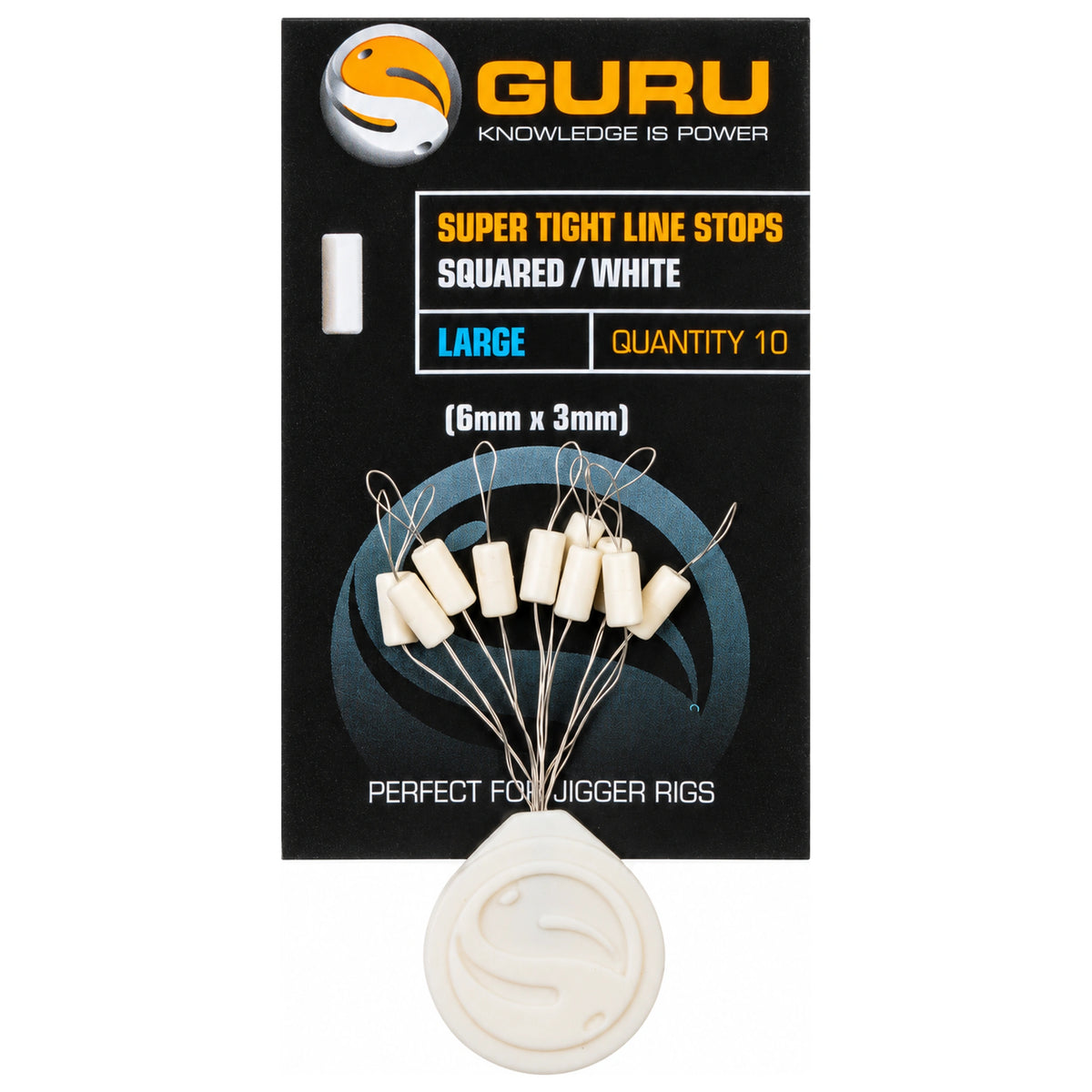 Guru Super Tight Squared White lijnstoppers Large 6 x 3 mm, verpakking van 10