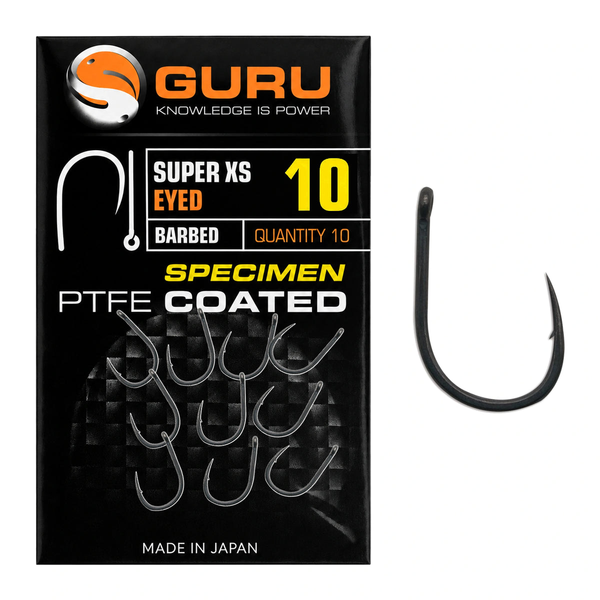 Guru Super XS Eyed Barbed haak maat 10 met verpakking