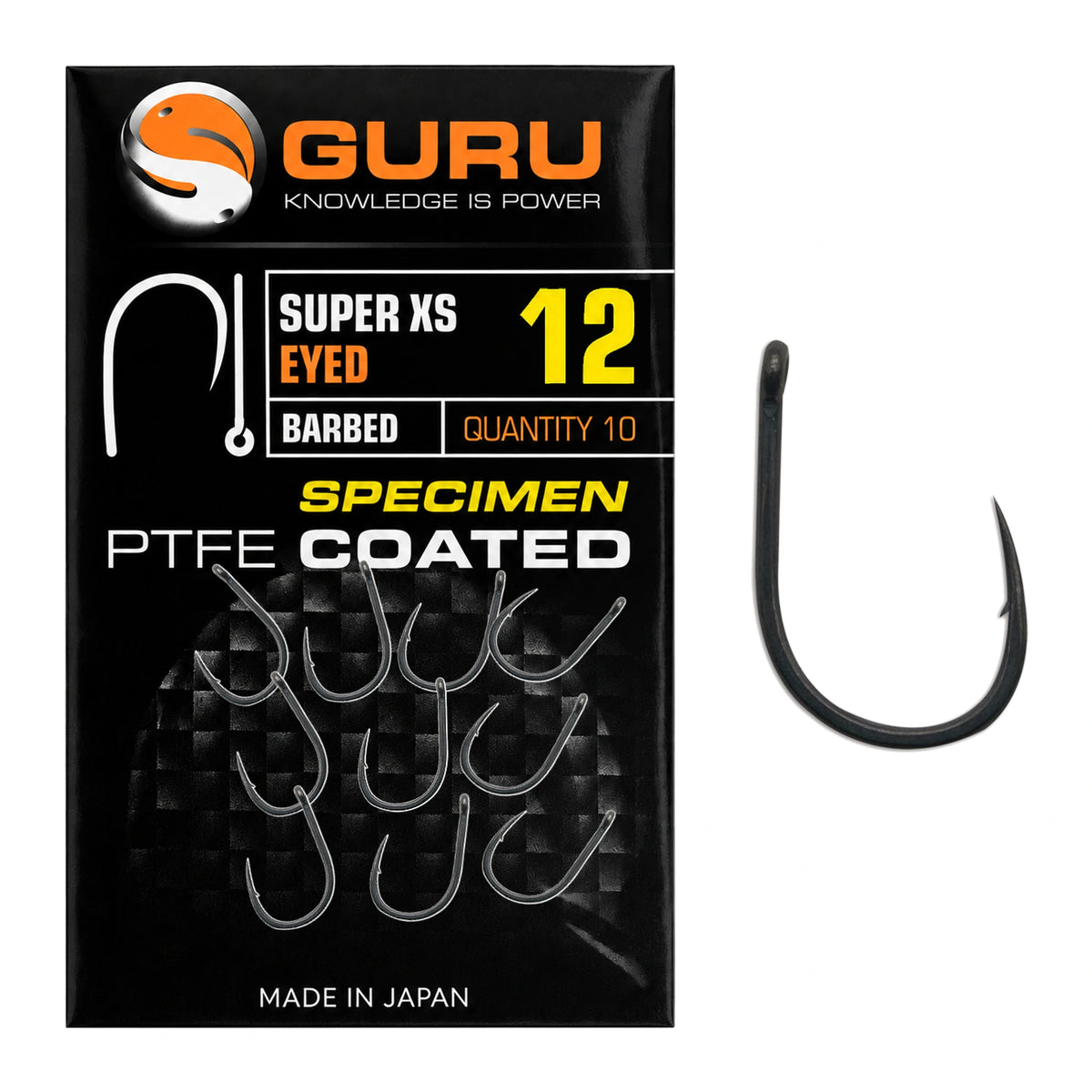 Guru Super XS Eyed Barbed haak maat 12 met verpakking