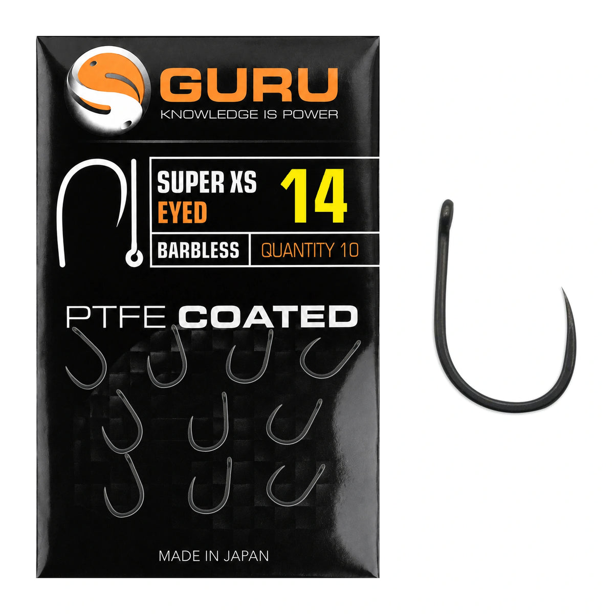 Guru Super XS Eyed Barbless maat 14 verpakking met tien haken en losse haak