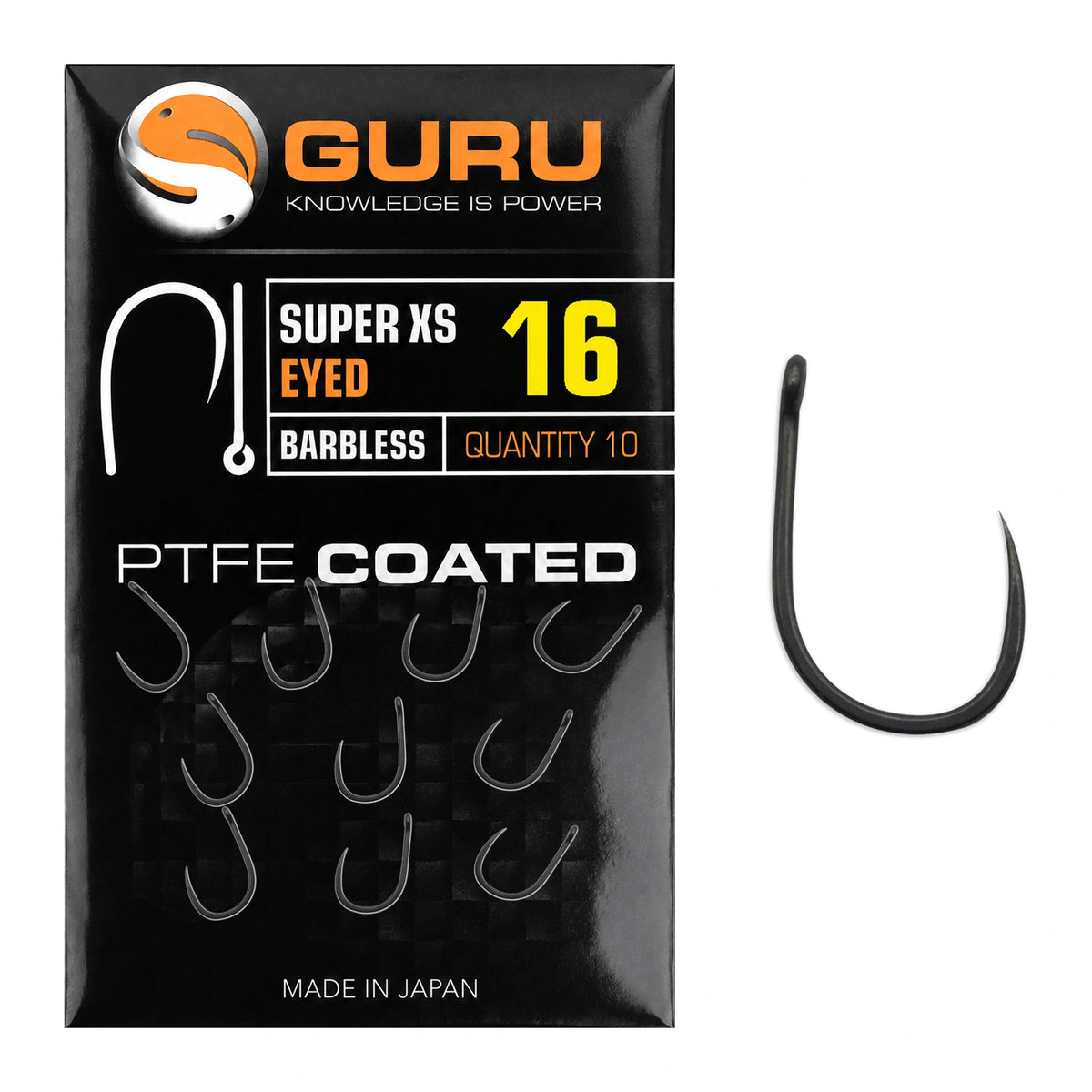 Guru Super XS Eyed Barbless maat 16 verpakking met tien haken en losse haak