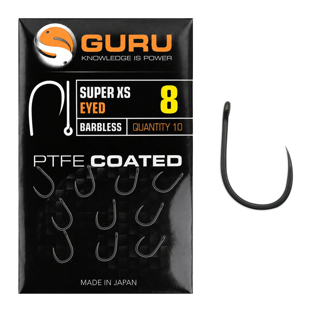 Guru Super XS Eyed Barbless maat 8 verpakking met tien haken en losse haak