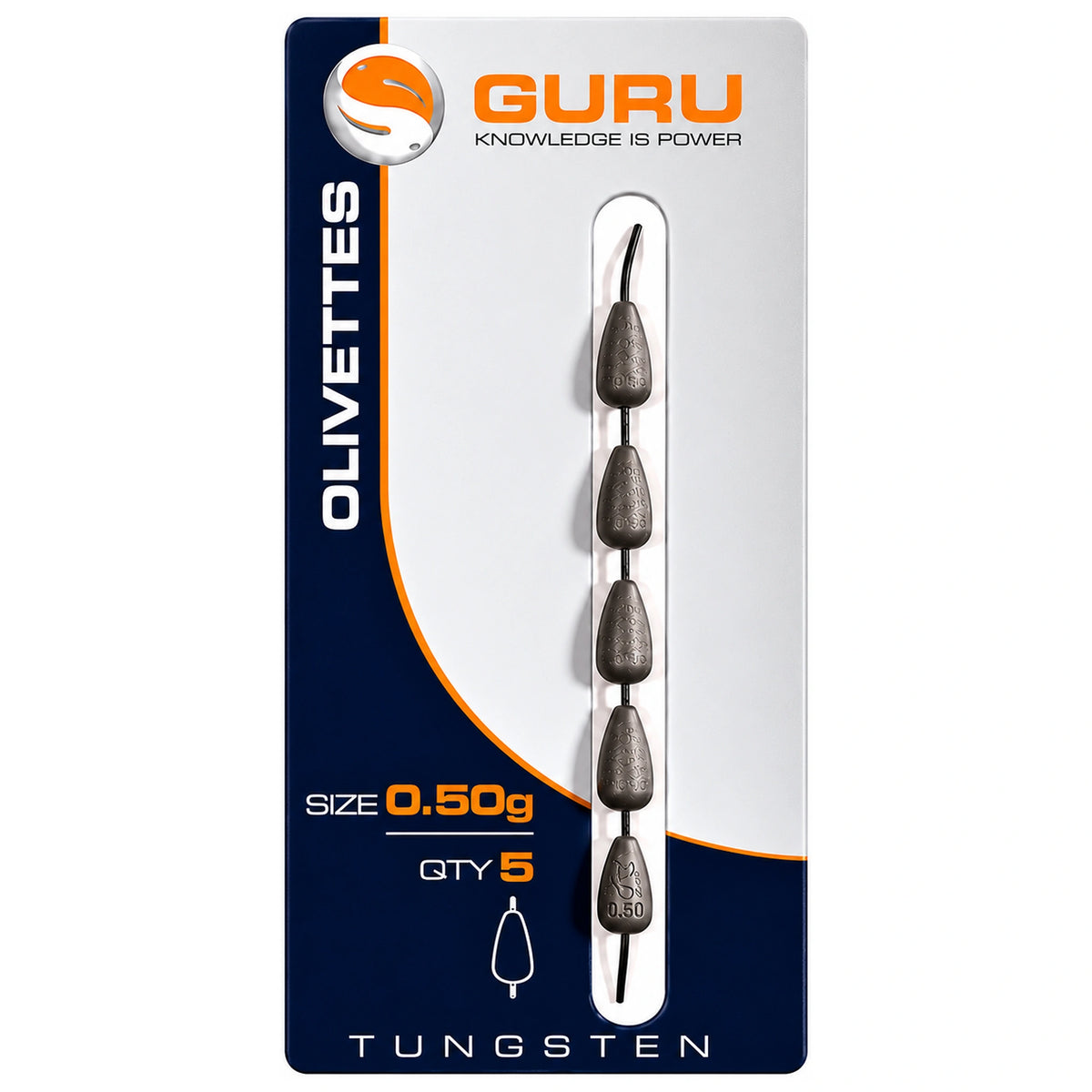 Guru Tungsten Olivette 0,50 g – inline olijflood, 5 stuks