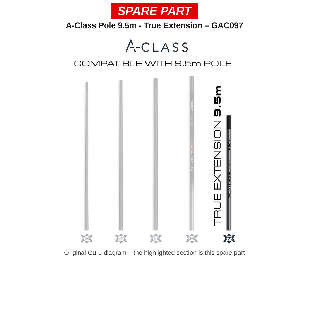 Guru Verlengdeel (true extension) 9,5 m A-Class Pole – GAC097