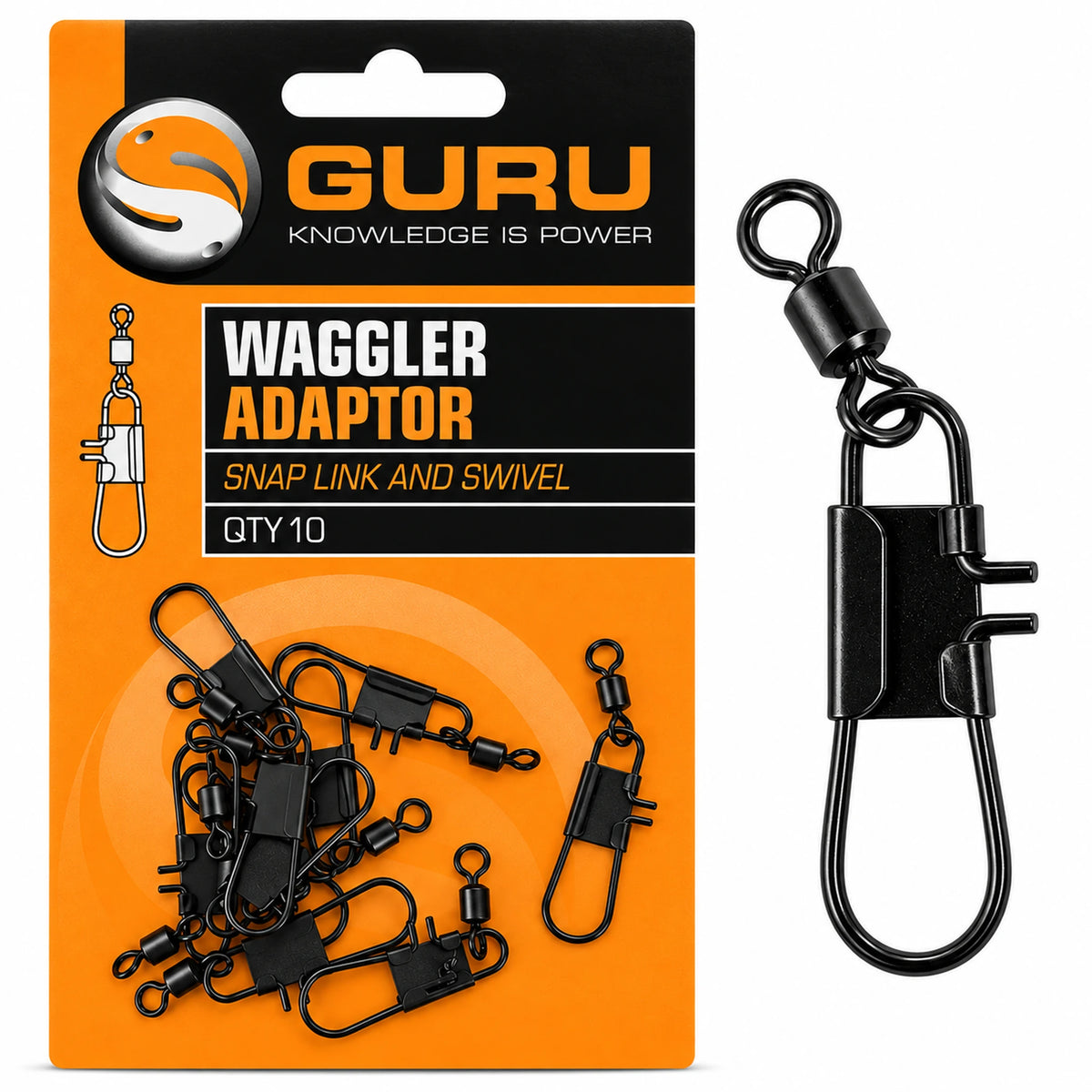 Guru Waggler Adaptor GWA – verpakking met 10 speldwartels en los detail