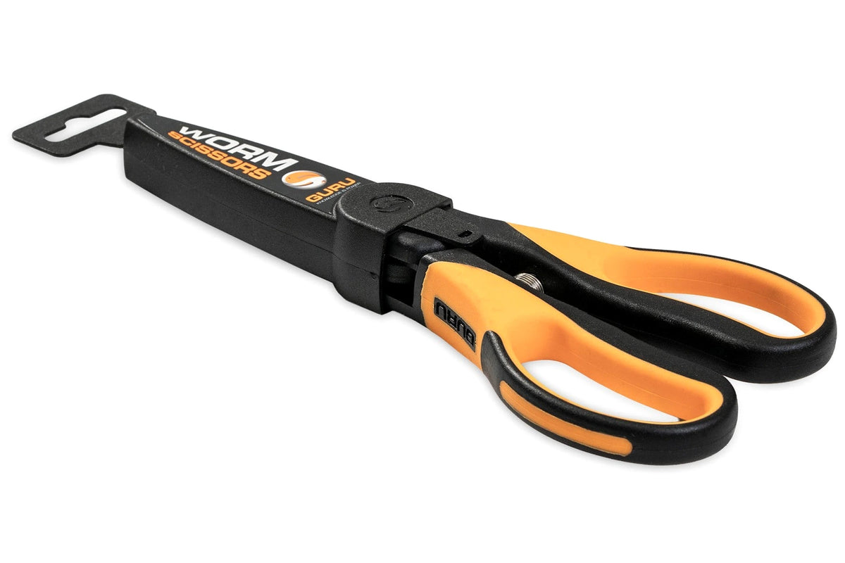 Guru Worm Scissors wormenschaar met zwarte beschermhoes schuin van boven